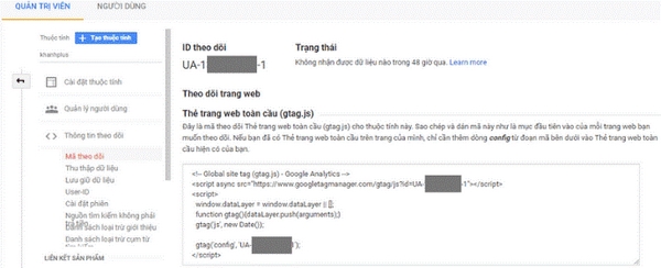 tích hợp google analytics vào website 1