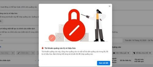 quảng cáo Facebook bị vô hiệu hóa 1